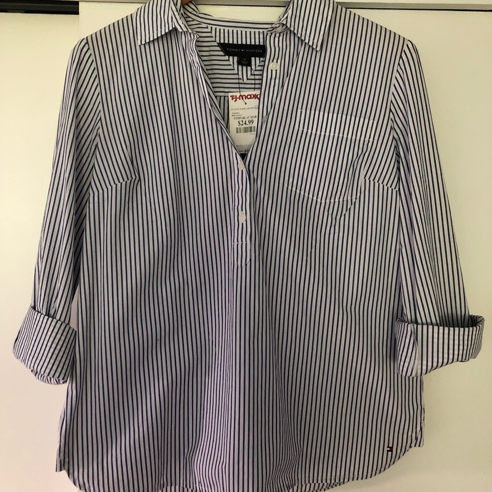 Tommy Hilfiger striped cotton Oxford style pullover size M
